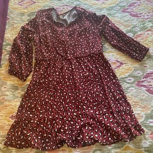 Maroon Leopard Dress